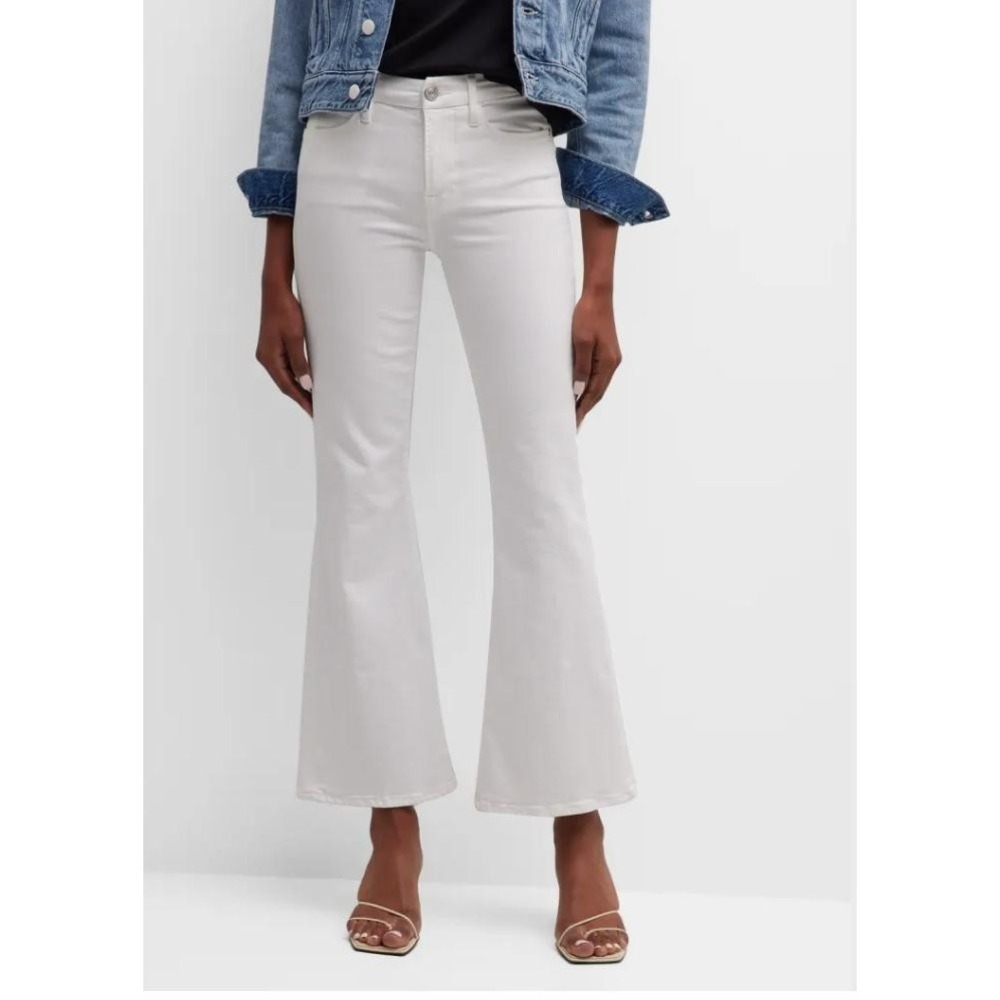 FRAME Le Easy Flare Jeans in Blanc Women 24 Frayed Hem‎ Stretch Designer $210